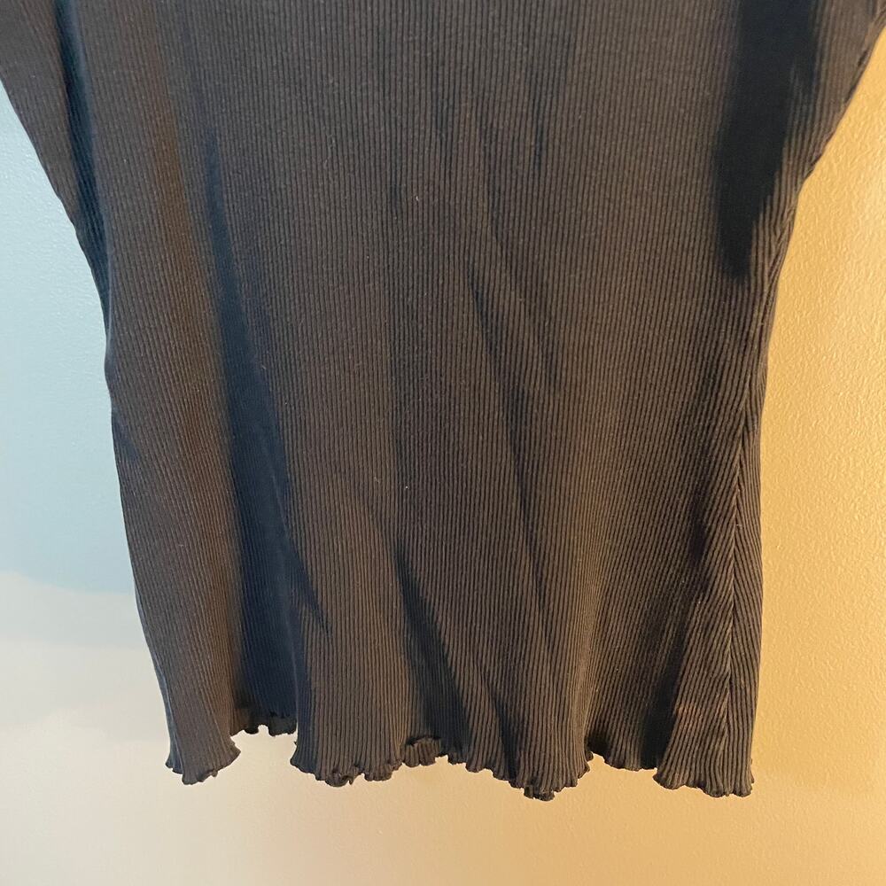 VTG Y2K Lace Neckline Stretchy Ribbed Black Tank Top SZ Medium Witchy 90's - Picture 14 of 14